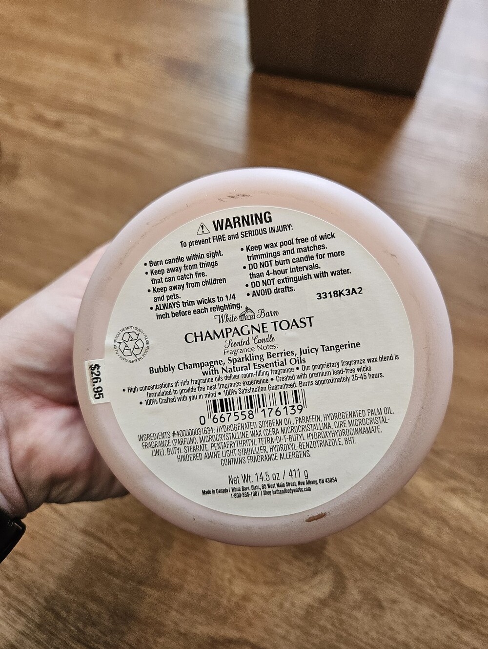 White Barn Bath And Body Works Champagne Toast Scented Candle - Light Pink - Picture 3 of 3